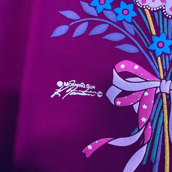 Cabin Creek Vintage Sweater Women Large Floral Puff Graphic Collared CottageCore - Picture 4 of 13